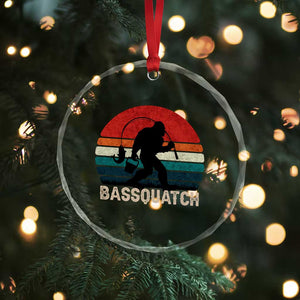 Retro Bigfoot Fishing Crystal Glass Ornament Funny Retro Sasquatch Bassquatch Fisherman TS10 Print Your Wear