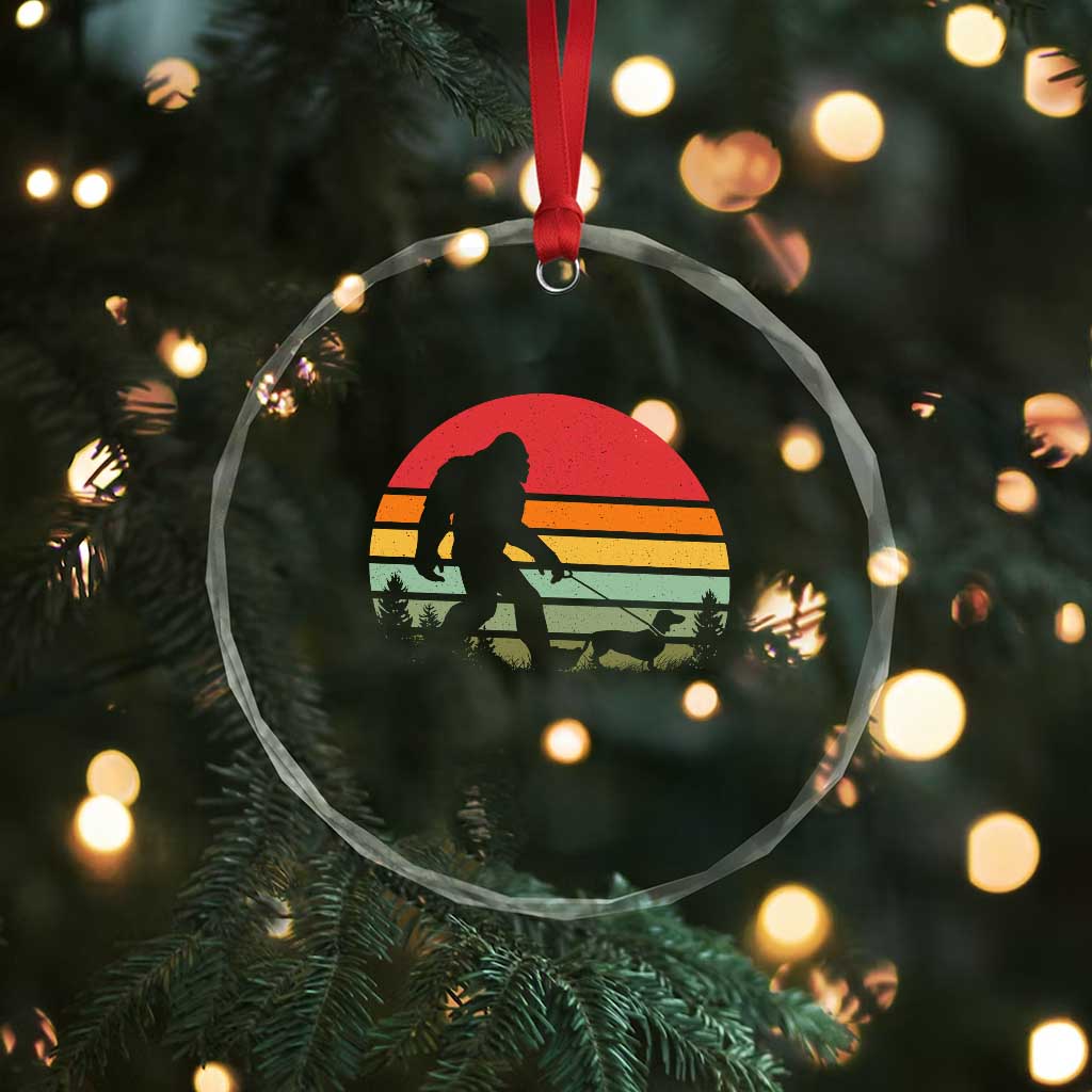 Retro Bigfoot Walking Dachshund Crystal Glass Ornament Funny Doxie Wiener Dog Walker Vintage 70s 80s TS10 Print Your Wear