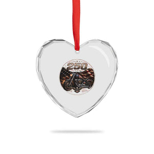 Retro Biker USA 250th Anniversary Heart Crystal Glass Ornament Vintage 250 Years 1776 2026 Patriotic Motorcycle American Flag