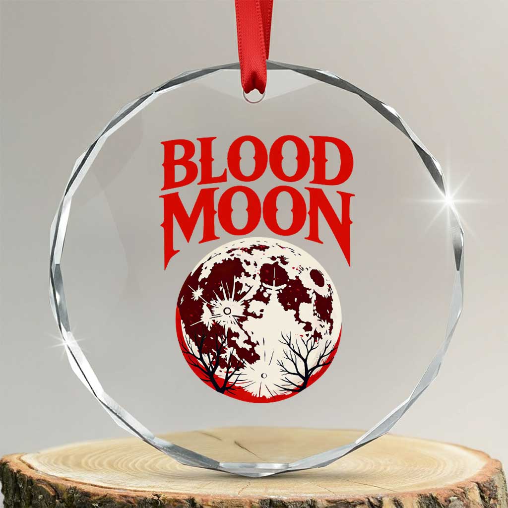 Retro Blood Moon Graphic Crystal Glass Ornament Mystic Celestial Gothic Astronomy Art TS02 Transparent Glass 3'' Circle Print Your Wear
