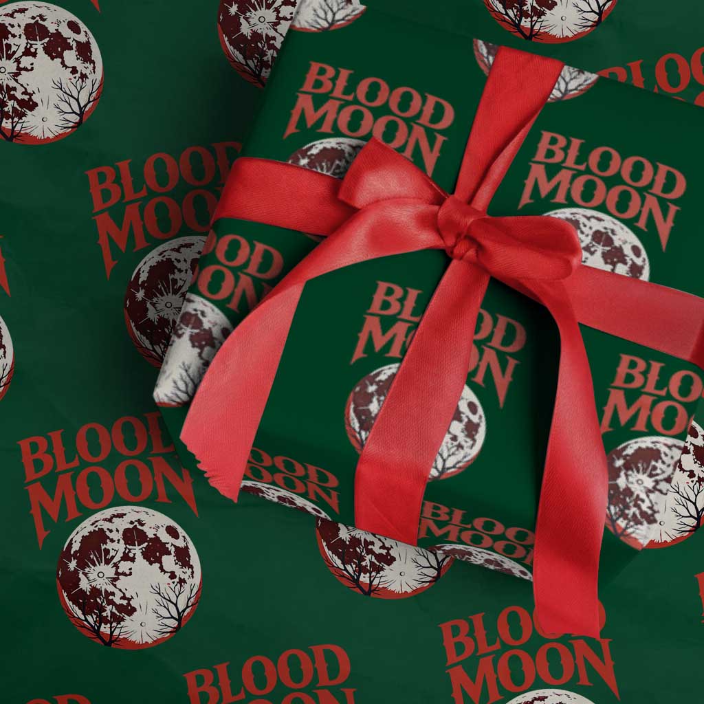 Retro Blood Moon Graphic Wrapping Paper Roll Mystic Celestial Gothic Astronomy Art TS02 Green Print Your Wear