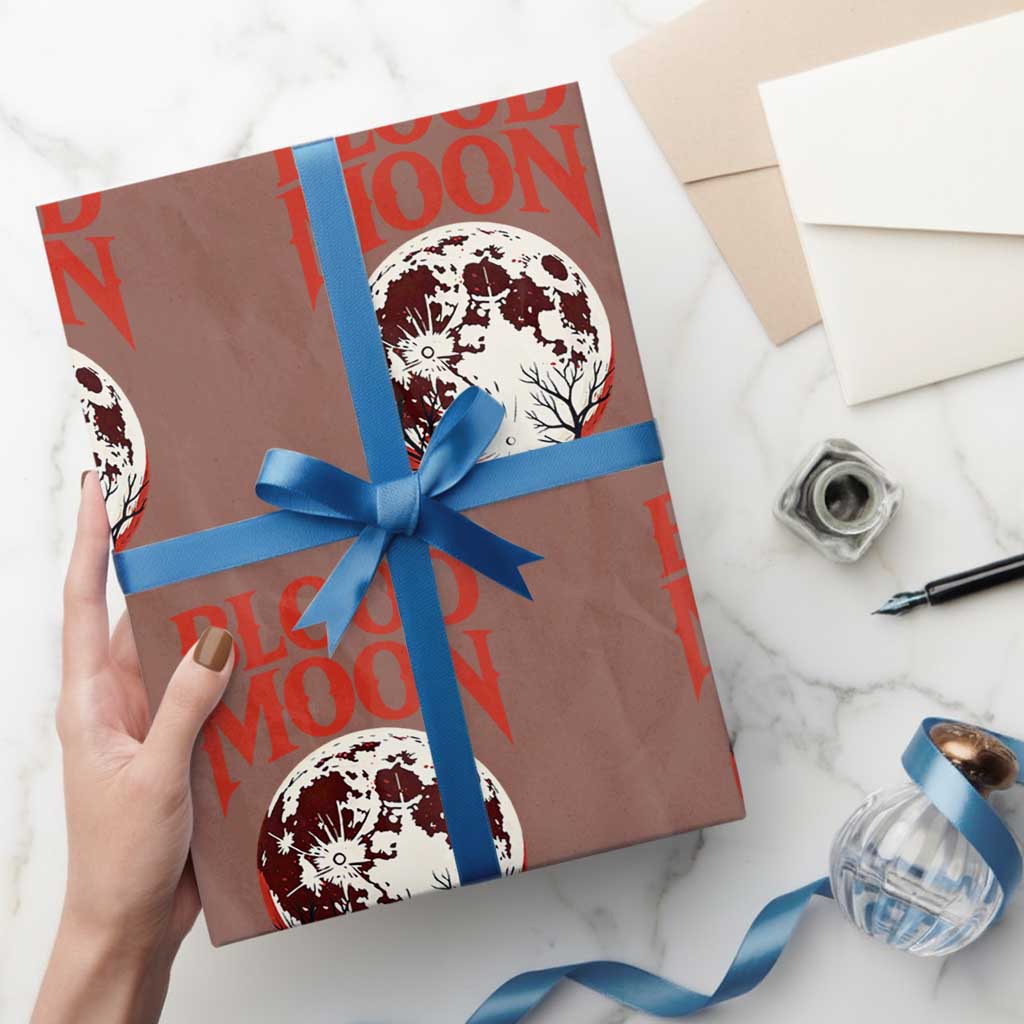 Retro Blood Moon Graphic Wrapping Paper Roll Mystic Celestial Gothic Astronomy Art TS02 Mocha Print Your Wear