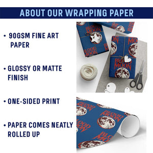 Retro Blood Moon Graphic Wrapping Paper Roll Mystic Celestial Gothic Astronomy Art TS02 Print Your Wear