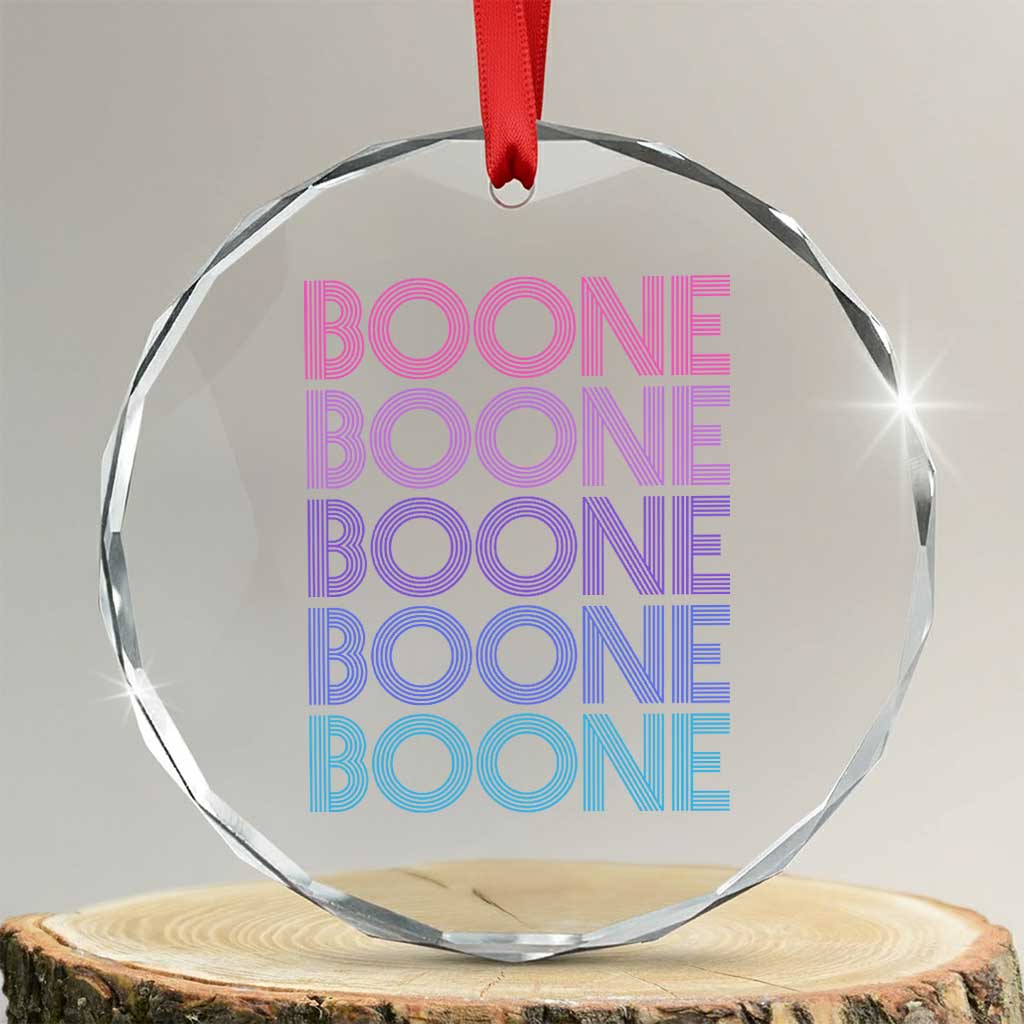 Retro Boone Name Lover Neon Gradient Typography Crystal Glass Ornament TS02 Transparent Glass 3'' Circle Print Your Wear