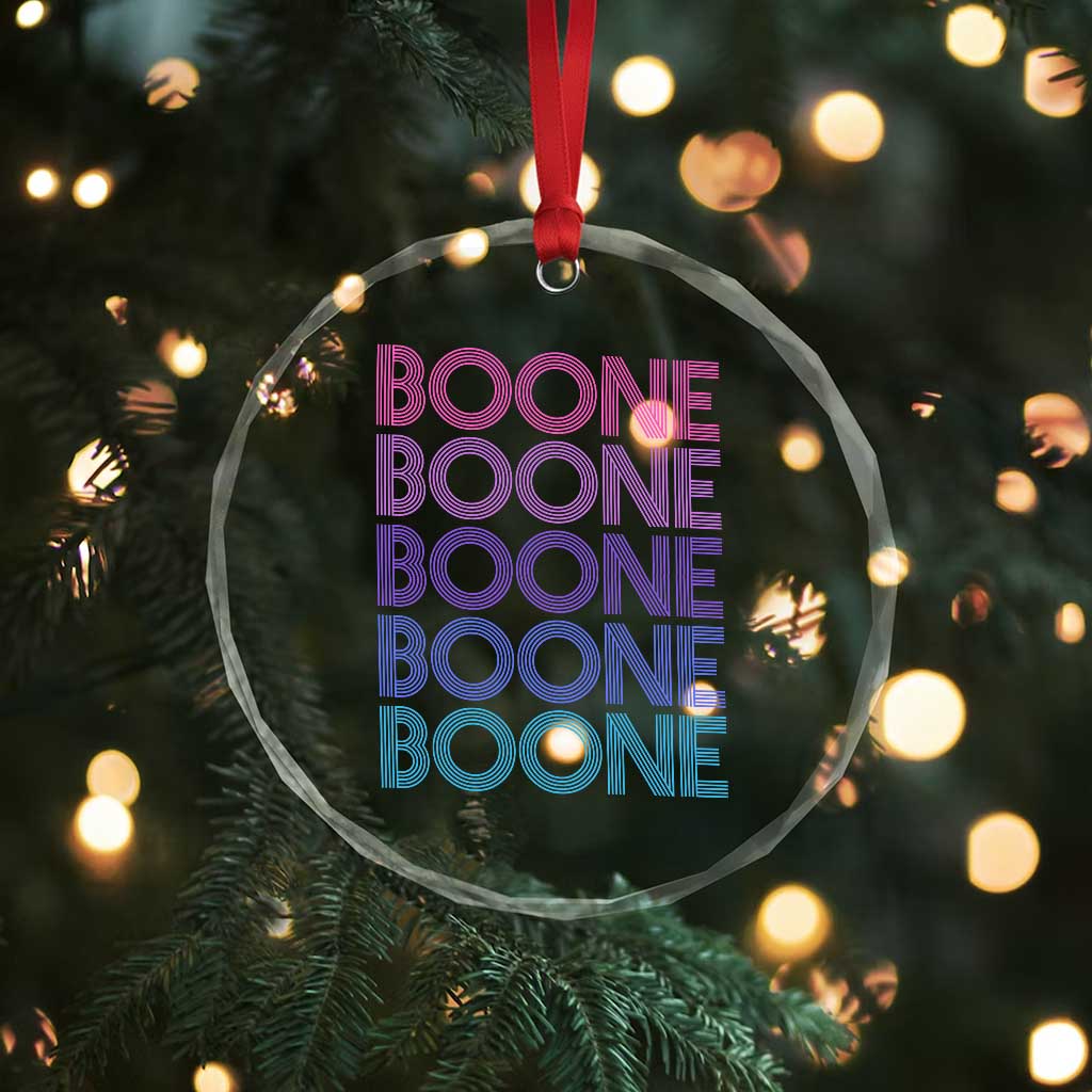Retro Boone Name Lover Neon Gradient Typography Crystal Glass Ornament