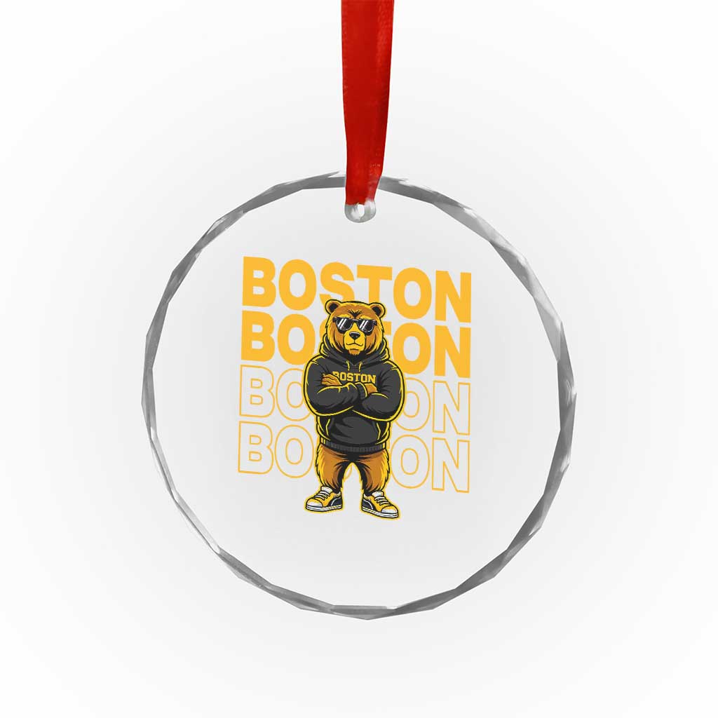 Retro Boston Ice Hockey Crystal Glass Ornament Fear The Bear TS10 Print Your Wear