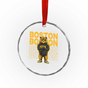 Retro Boston Ice Hockey Crystal Glass Ornament Fear The Bear TS10 Print Your Wear