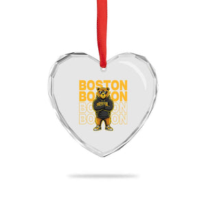 Retro Boston Ice Hockey Heart Crystal Glass Ornament Fear The Bear TS10 Print Your Wear