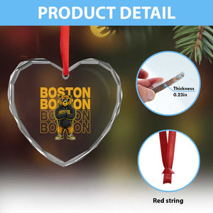 Retro Boston Ice Hockey Heart Crystal Glass Ornament Fear The Bear TS10 Print Your Wear
