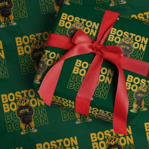 Retro Boston Ice Hockey Wrapping Paper Roll Fear The Bear TS10 Green Print Your Wear