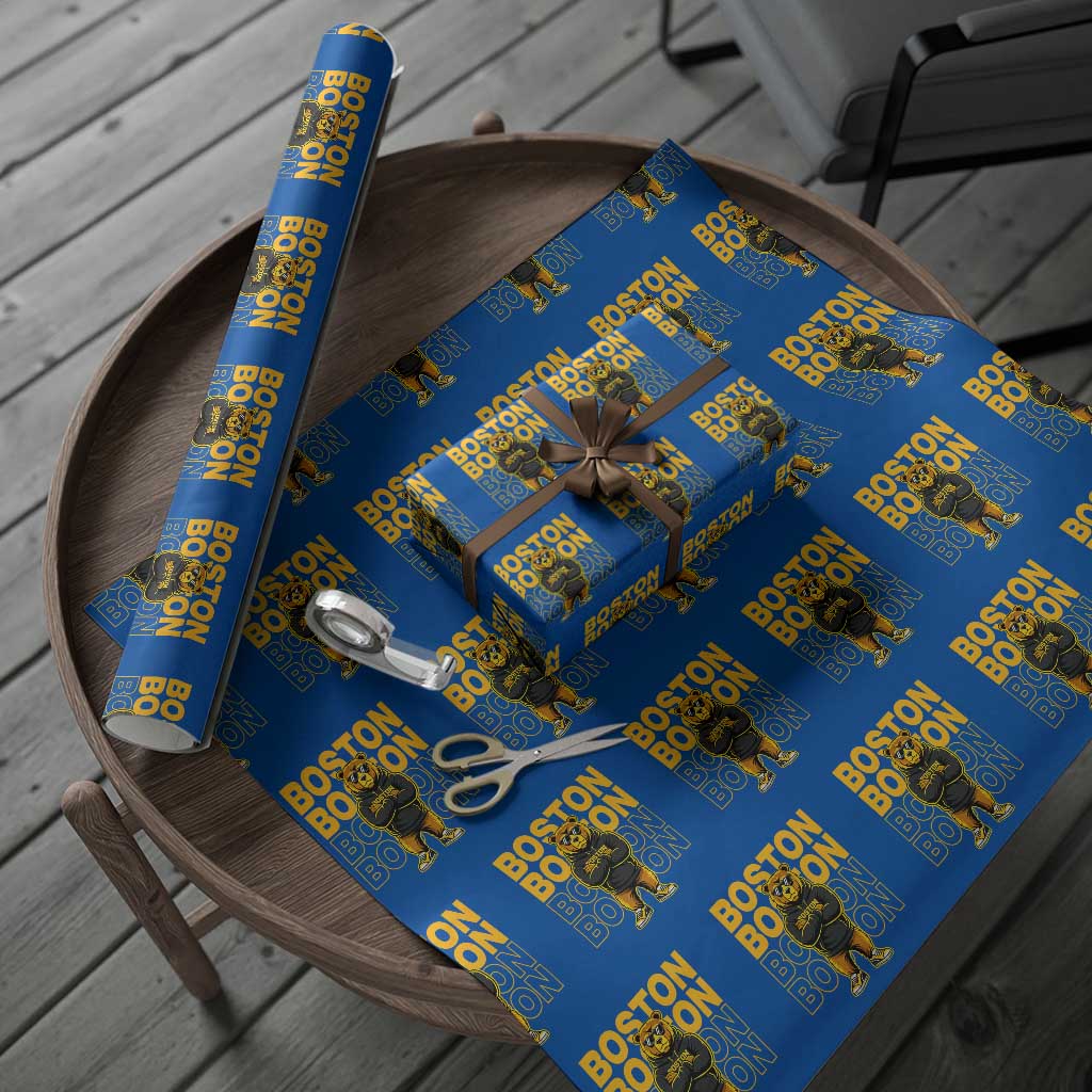 Retro Boston Ice Hockey Wrapping Paper Roll Fear The Bear TS10 Blue Print Your Wear