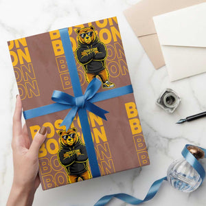 Retro Boston Ice Hockey Wrapping Paper Roll Fear The Bear TS10 Mocha Print Your Wear