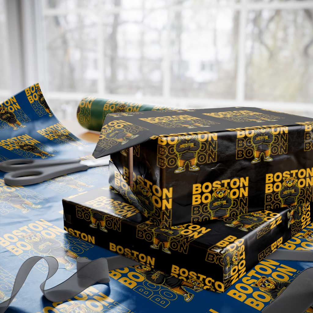Retro Boston Ice Hockey Wrapping Paper Roll Fear The Bear TS10 Black Print Your Wear