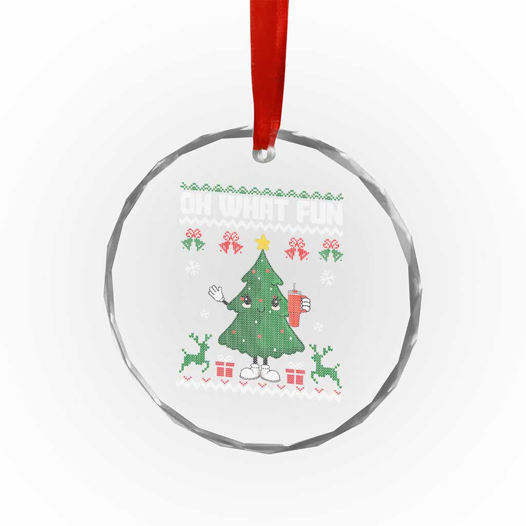Retro Boujee Xmas Tree Crystal Glass Ornament Oh What Fun TS02 Print Your Wear