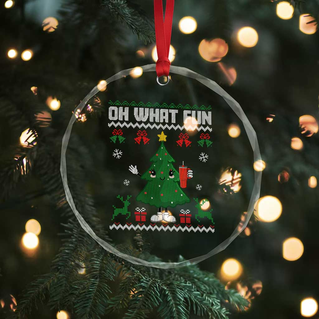 Retro Boujee Xmas Tree Crystal Glass Ornament Oh What Fun TS02 Print Your Wear