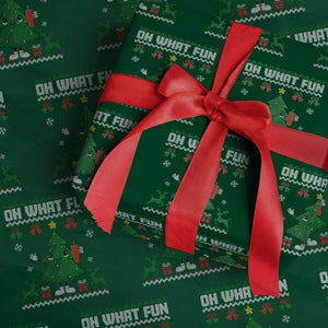 Retro Boujee Xmas Tree Wrapping Paper Roll Oh What Fun TS02 Green Print Your Wear