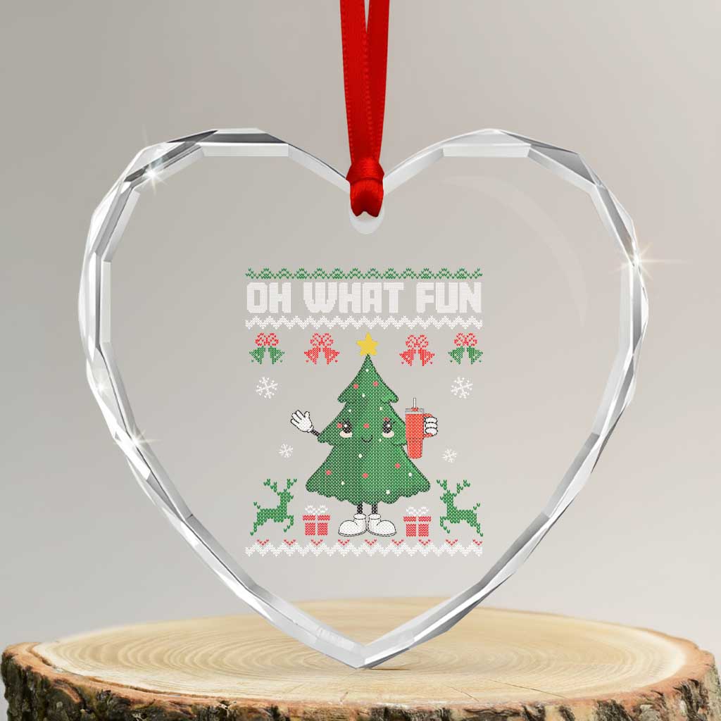 Retro Boujee Xmas Tree Heart Crystal Glass Ornament Oh What Fun TS02 Transparent Glass 3'' Heart Print Your Wear