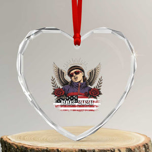 Retro Bowl Cut Music Icon Angel Wings Rest In Peace Heart Crystal Glass Ornament American Flag Memorial 1993 2026 Pop Culture Fan