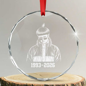 Retro Bowl Cut Music Icon Rip Memorial Crystal Glass Ornament 1993 2026 Internet Meme Pop Culture Fan