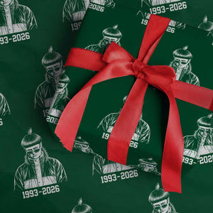 Retro Bowl Cut Music Icon Rip Memorial Wrapping Paper Roll 1993 2026 Internet Meme Pop Culture Fan