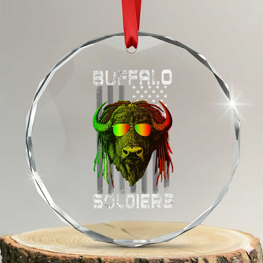 Retro Buffalo Soldiers Crystal Glass Ornament 9th and 10th Cavalry African American Heros USA Flag TS10 Transparent Glass 3'' Circle Print Your Wear