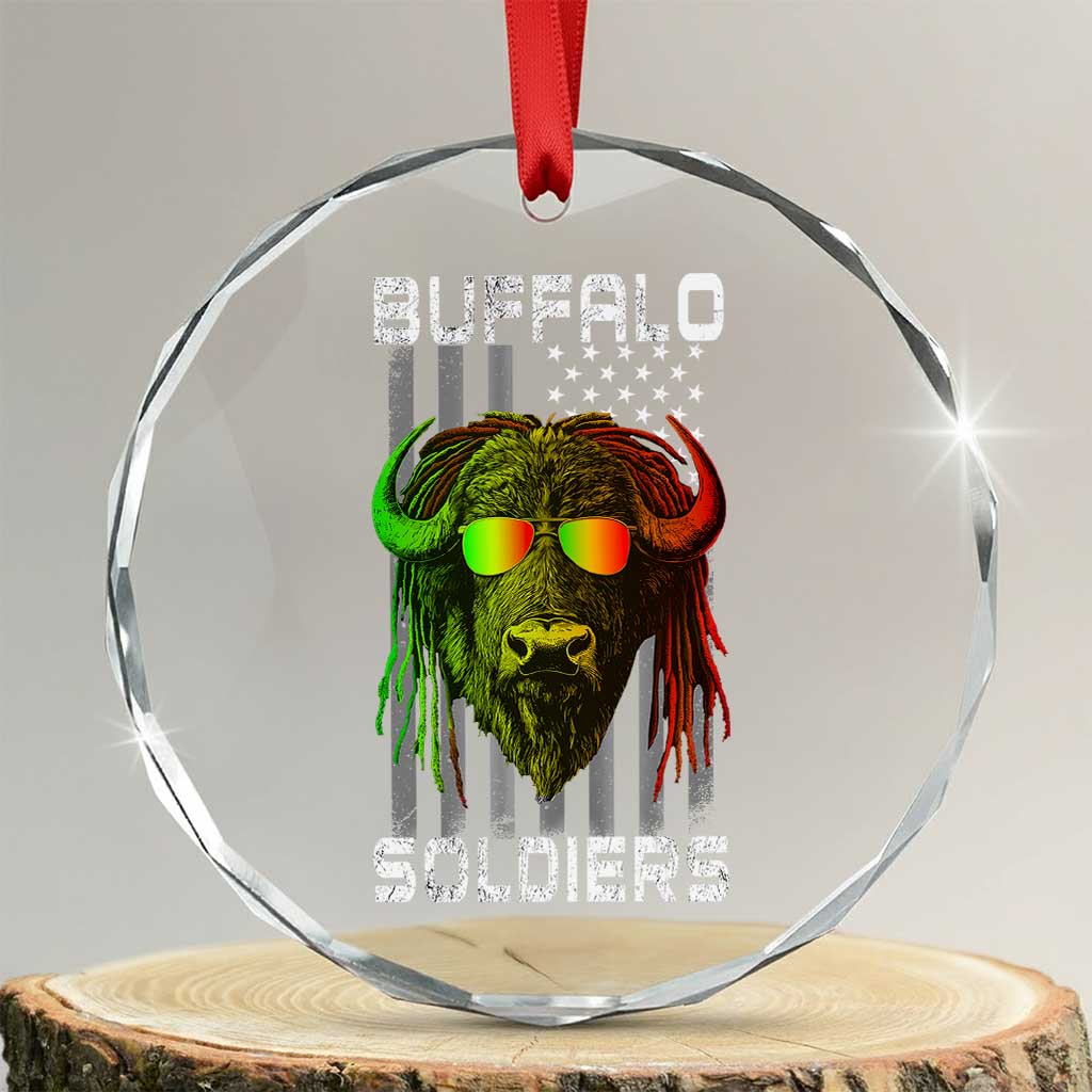 Retro Buffalo Soldiers Crystal Glass Ornament 9th and 10th Cavalry African American Heros USA Flag TS10 Transparent Glass 3'' Circle Print Your Wear