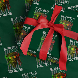 Retro Buffalo Soldiers Wrapping Paper Roll 9th and 10th Cavalry African American Heros USA Flag TS10 Green Print Your Wear