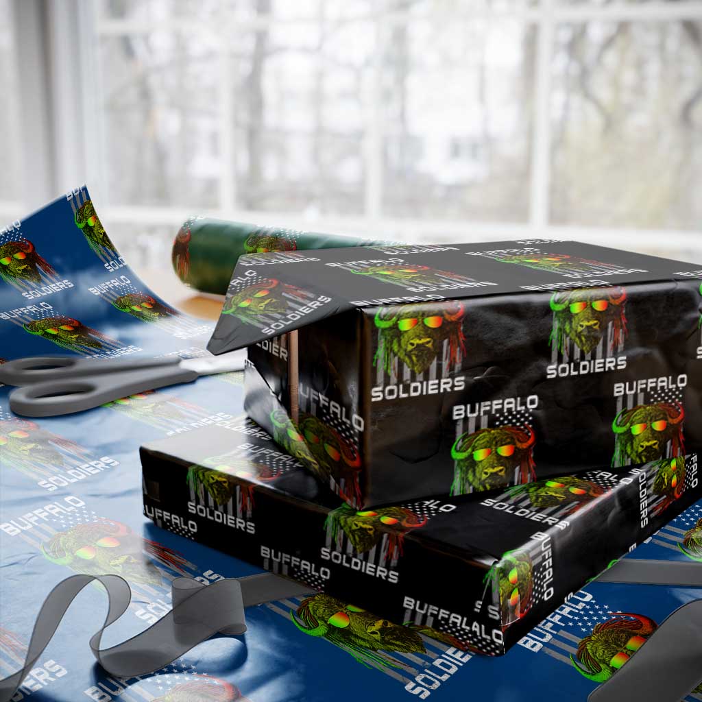 Retro Buffalo Soldiers Wrapping Paper Roll 9th and 10th Cavalry African American Heros USA Flag TS10 Black Print Your Wear