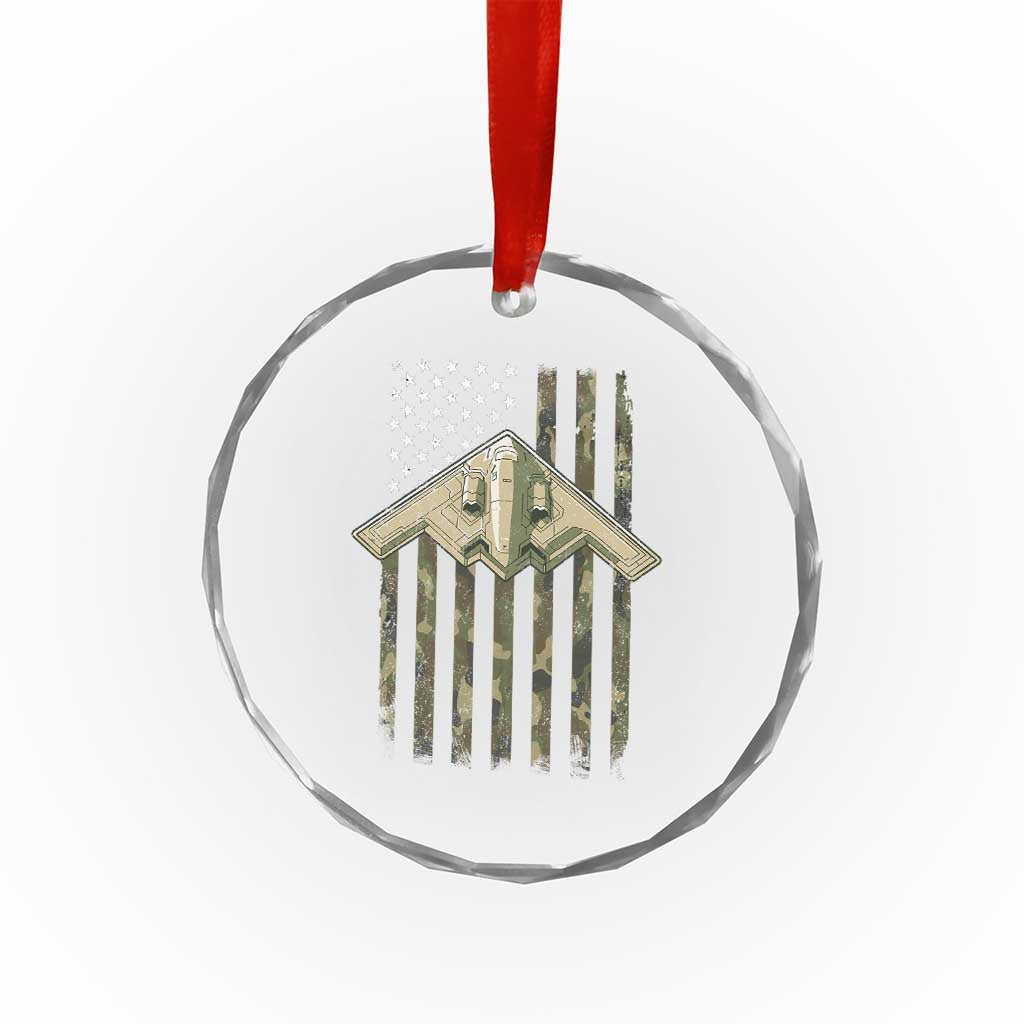 Retro Camo B2 Spirit Crystal Glass Ornament B-2 Bomber Stealth Aircraft Camouflage US Flag Patriotic TS10 Print Your Wear
