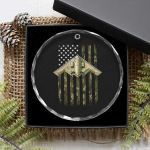 Retro Camo B2 Spirit Crystal Glass Ornament B-2 Bomber Stealth Aircraft Camouflage US Flag Patriotic TS10 Print Your Wear