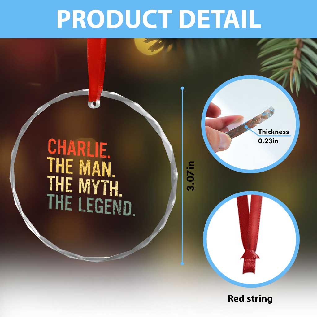 Retro Charlie The Man The Myth The Legend Crystal Glass Ornament TS10 Print Your Wear