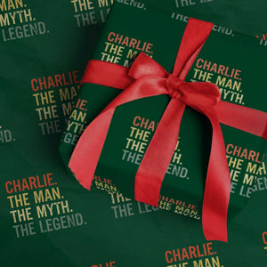 Retro Charlie The Man The Myth The Legend Wrapping Paper Roll TS10 Green Print Your Wear