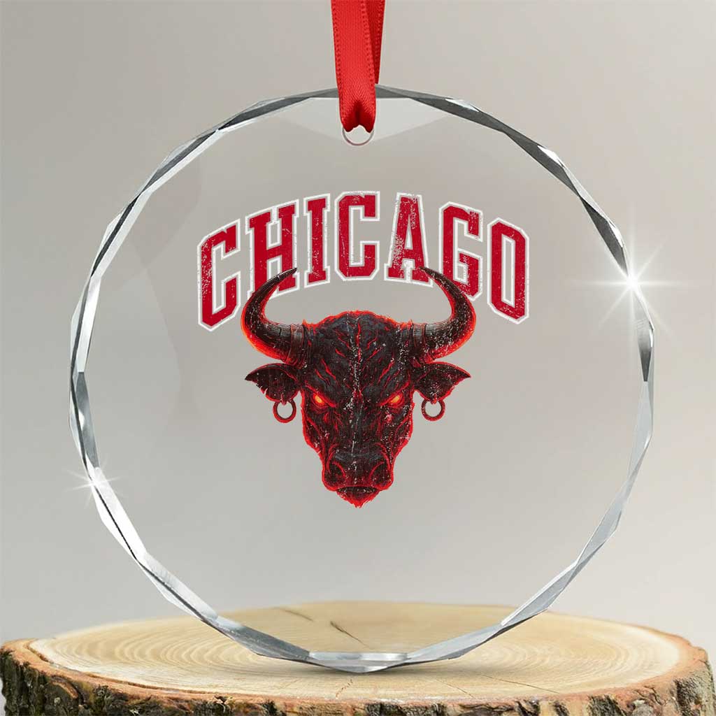Retro Chicago Crystal Glass Ornament Bulls Mascot Team Spirit Vintage Basketball Fan TS10 Transparent Glass 3'' Circle Print Your Wear