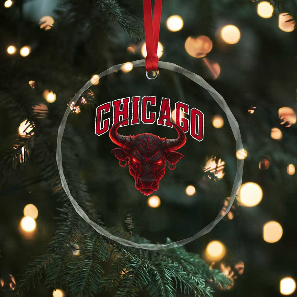 Retro Chicago Crystal Glass Ornament Bulls Mascot Team Spirit Vintage Basketball Fan TS10 Print Your Wear