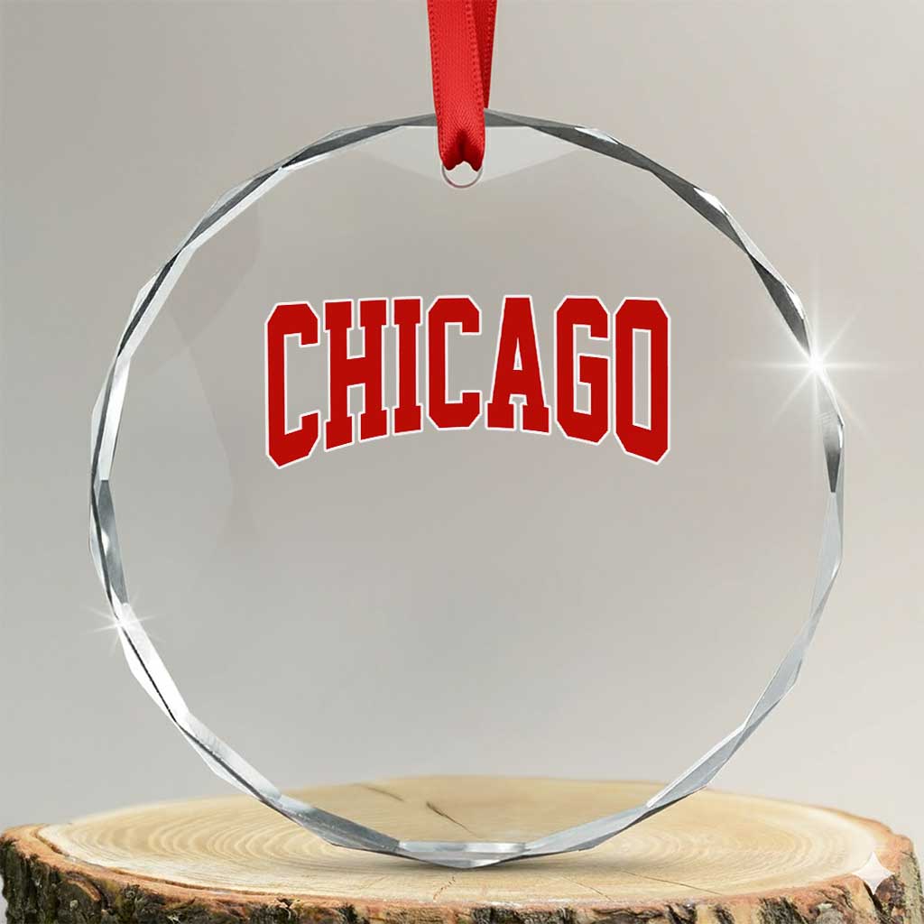 Retro Chicago Crystal Glass Ornament Vintage Chicago Throwback Athletic Sports Style 80s 90s TS10 Transparent Glass 3'' Circle Print Your Wear