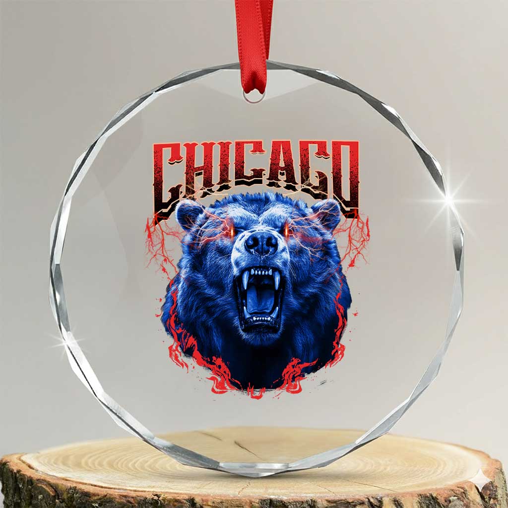 Retro Chicago Crystal Glass Ornament Vintage Cub Bootleg Graphic Baseball Fans TS10 Transparent Glass 3'' Circle Print Your Wear