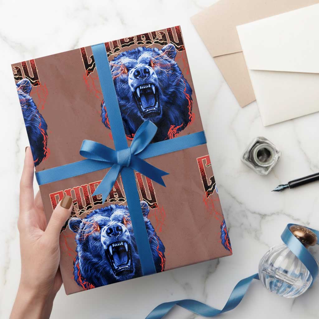 Retro Chicago Wrapping Paper Roll Vintage Cub Bootleg Graphic Baseball Fans TS10 Mocha Print Your Wear