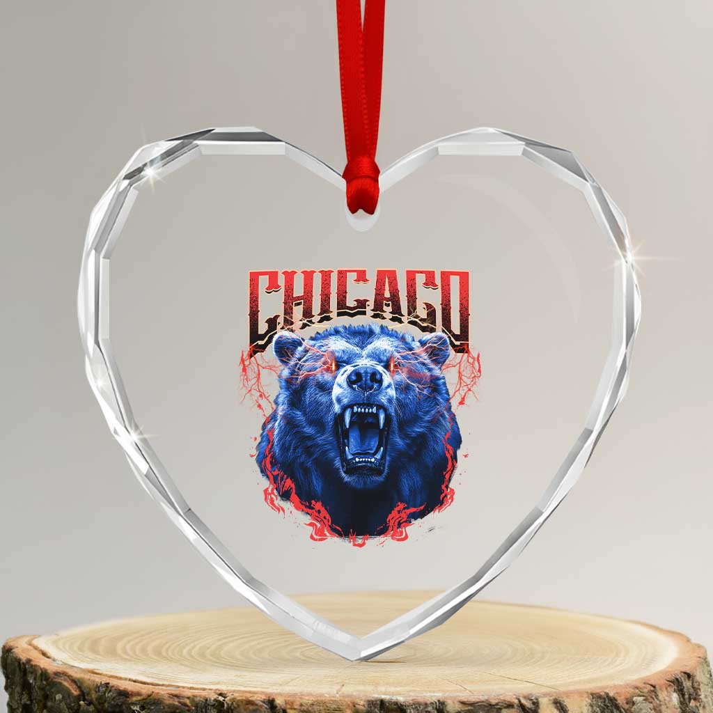 Retro Chicago Heart Crystal Glass Ornament Vintage Cub Bootleg Graphic Baseball Fans TS10 Transparent Glass 3'' Heart Print Your Wear