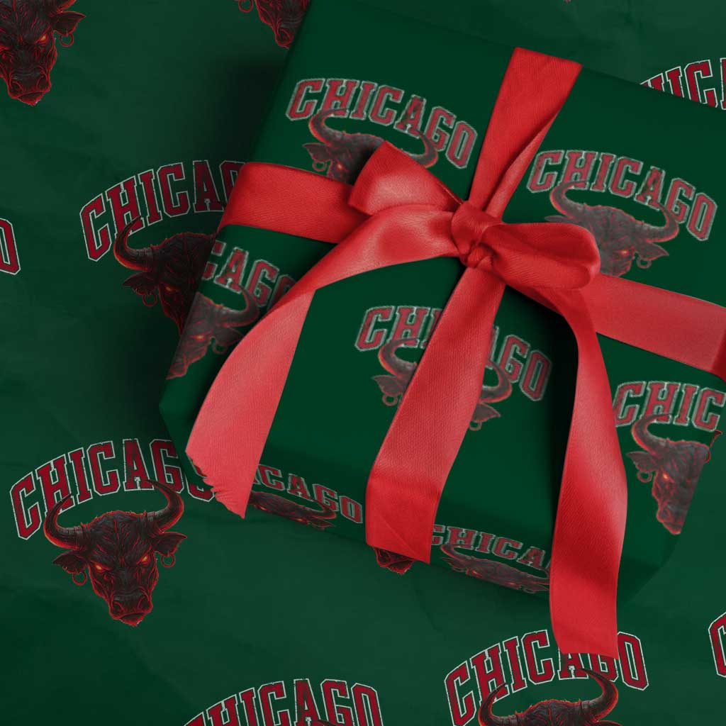 Retro Chicago Wrapping Paper Roll Bulls Mascot Team Spirit Vintage Basketball Fan TS10 Green Print Your Wear