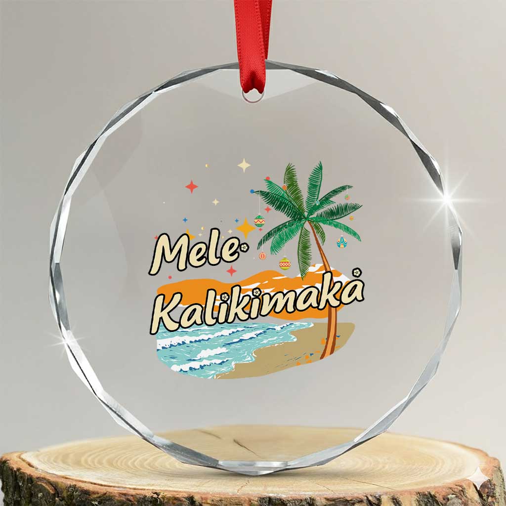 Retro Christmas In July Summer Beach Hawaii Crystal Glass Ornament Mele Kalikimaka TS10 Transparent Glass 3'' Circle Print Your Wear