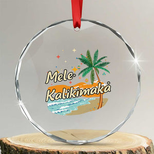 Retro Christmas In July Summer Beach Hawaii Crystal Glass Ornament Mele Kalikimaka TS10 Transparent Glass 3'' Circle Print Your Wear