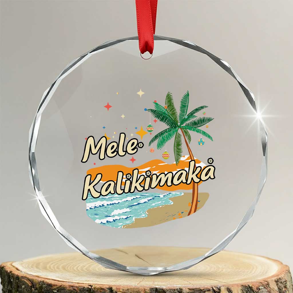 Retro Christmas In July Summer Beach Hawaii Crystal Glass Ornament Mele Kalikimaka TS10 Transparent Glass 3'' Circle Print Your Wear