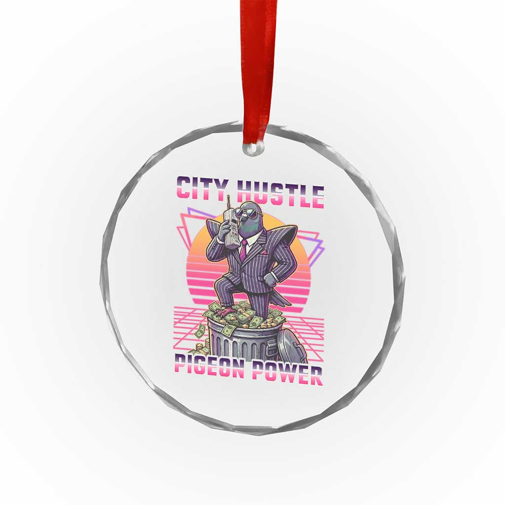 Retro City Hustle Pigeon Power Crystal Glass Ornament Funny 80s Style Money Bird Gangsta TS02 Print Your Wear