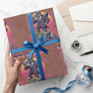 Retro City Hustle Pigeon Power Wrapping Paper Roll Funny 80s Style Money Bird Gangsta TS02 Mocha Print Your Wear