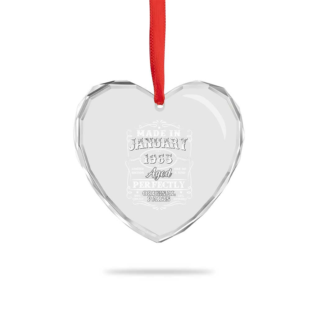 Retro Classic Made In January 1965 Heart Crystal Glass Ornament Aged Perfectly Original Parts Vintage Birthday Men TS02 Print Your Wear