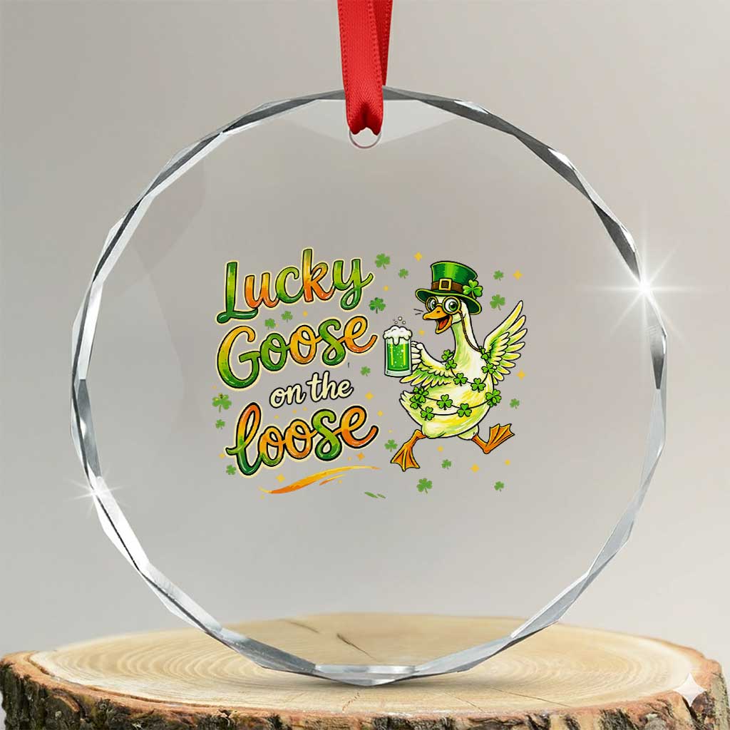Retro Clover Duck Crystal Glass Ornament Lucky Goose On The Loose TS12 Transparent Glass 3'' Circle Print Your Wear