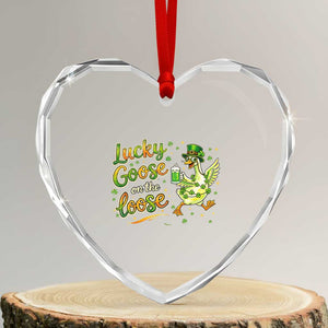 Retro Clover Duck Heart Crystal Glass Ornament Lucky Goose On The Loose TS12 Transparent Glass 3'' Heart Print Your Wear