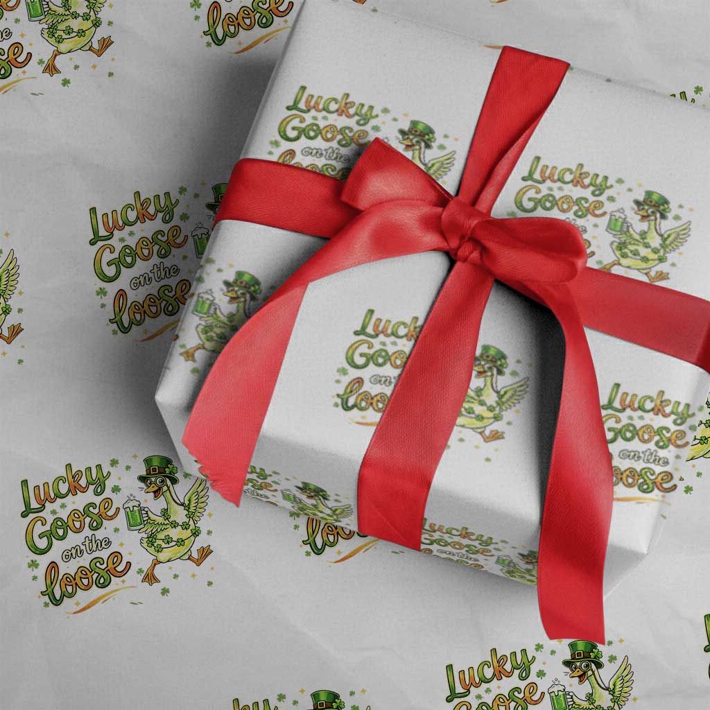 Retro Clover Duck Wrapping Paper Roll Lucky Goose On The Loose TS12 White Print Your Wear