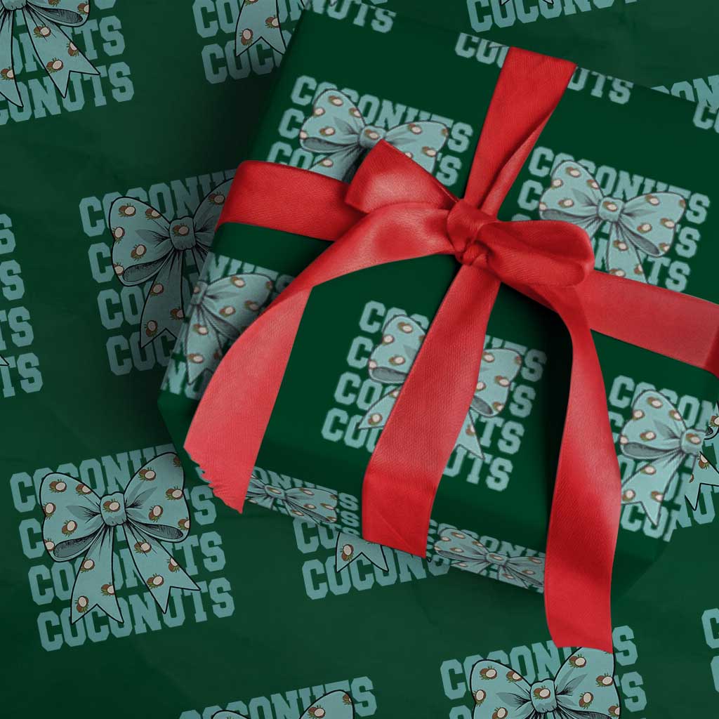 Retro Coconuts Coquette Bow Wrapping Paper Roll Summer Beach Coconut Fruit Humor TS10 Green Print Your Wear