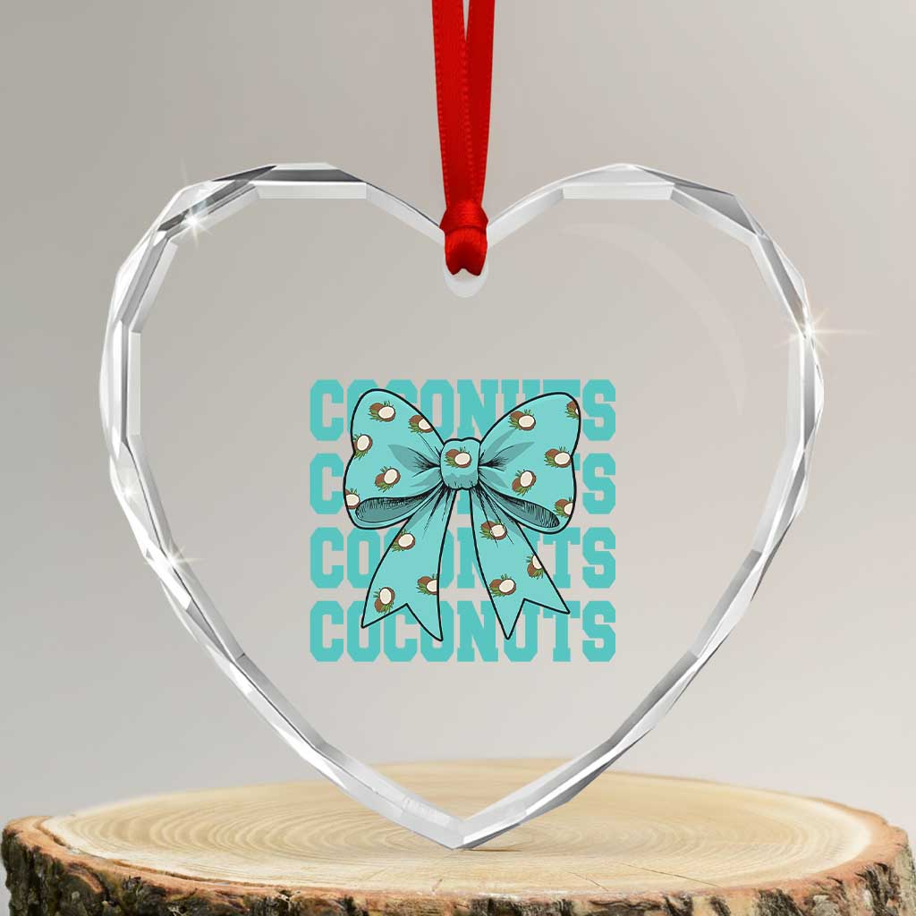 Retro Coconuts Coquette Bow Heart Crystal Glass Ornament Summer Beach Coconut Fruit Humor TS10 Transparent Glass 3'' Heart Print Your Wear